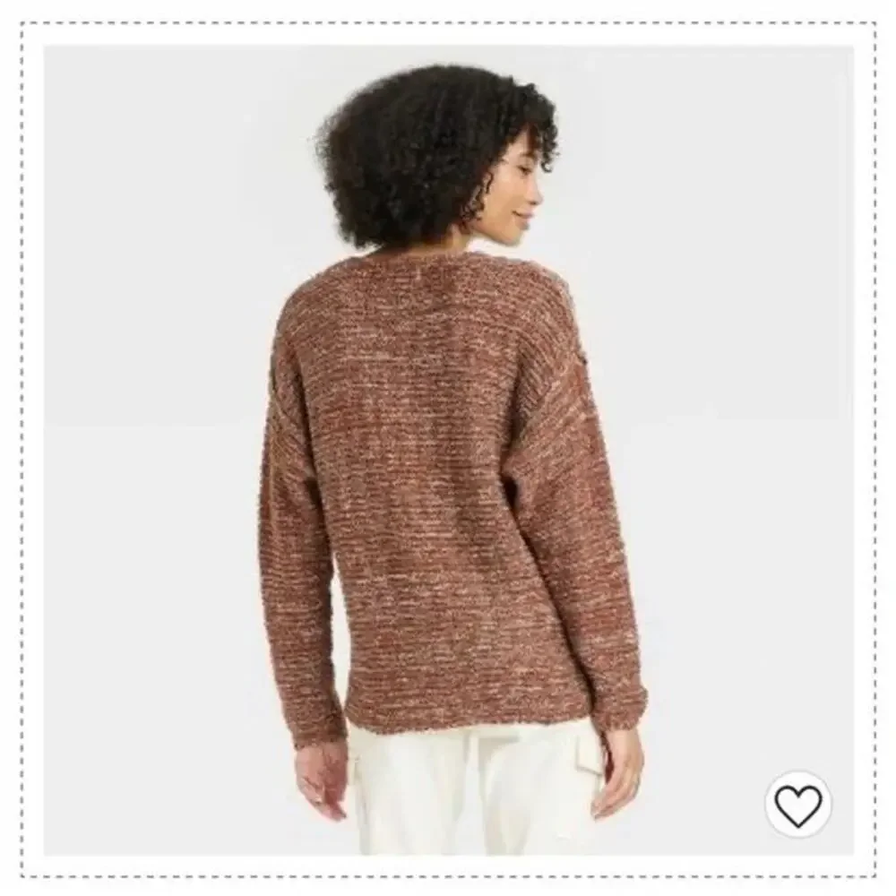 Universal Thread Oversized Pure Cotton Brown Marled Knit V-Neck Sweater
